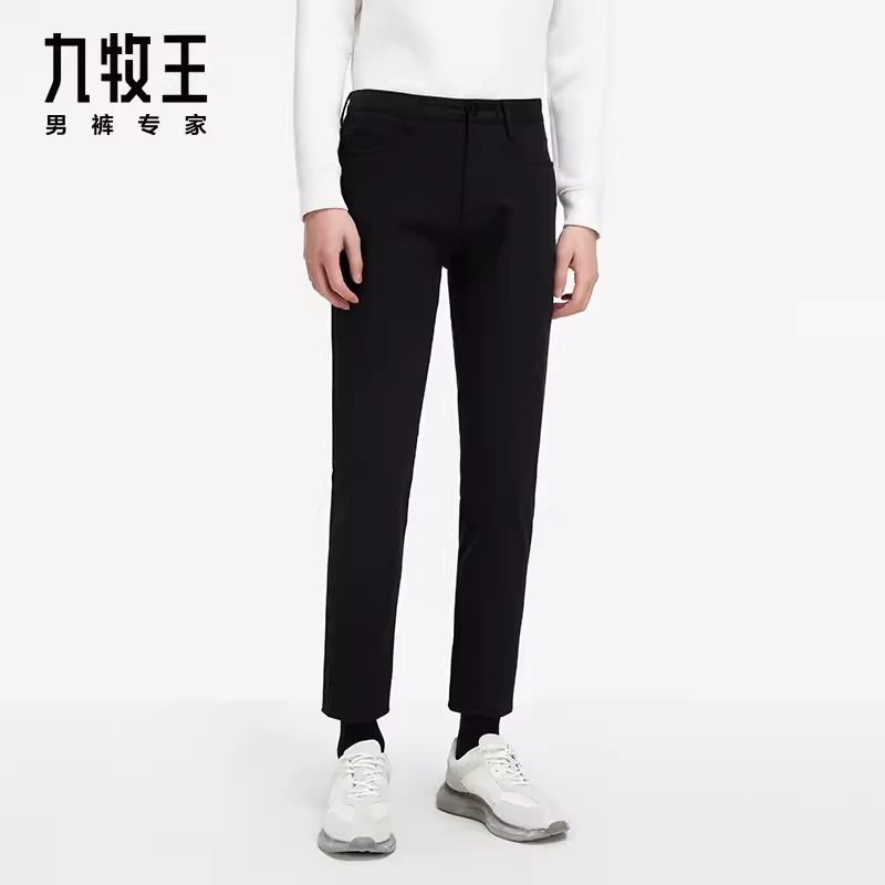[小黑裤3.0新疆棉版]九牧王男裤休闲裤23秋冬新款长裤男JB1C725