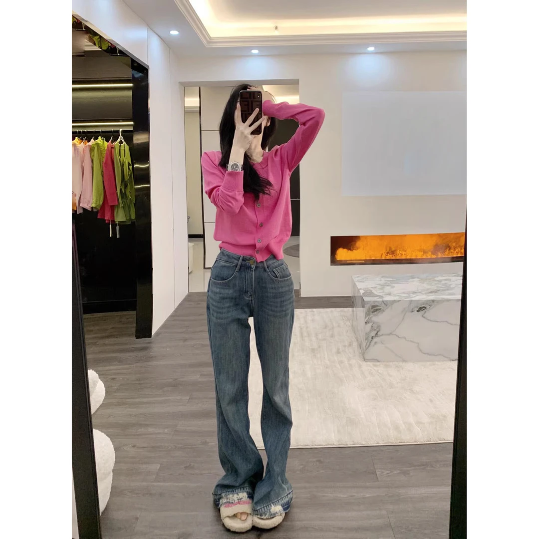 Leathercat针织开衫外套女春秋新款爆款高级感小个子宽松短款毛衣