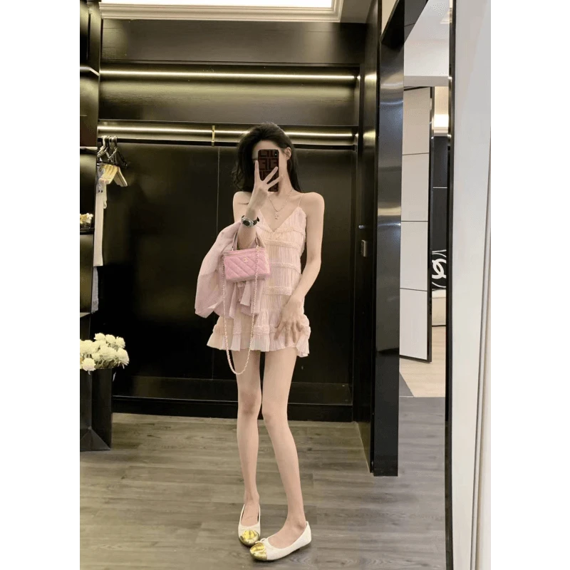 Leathercat吊带连衣裙女夏季2025年新款法式甜美风小个子显瘦短裙