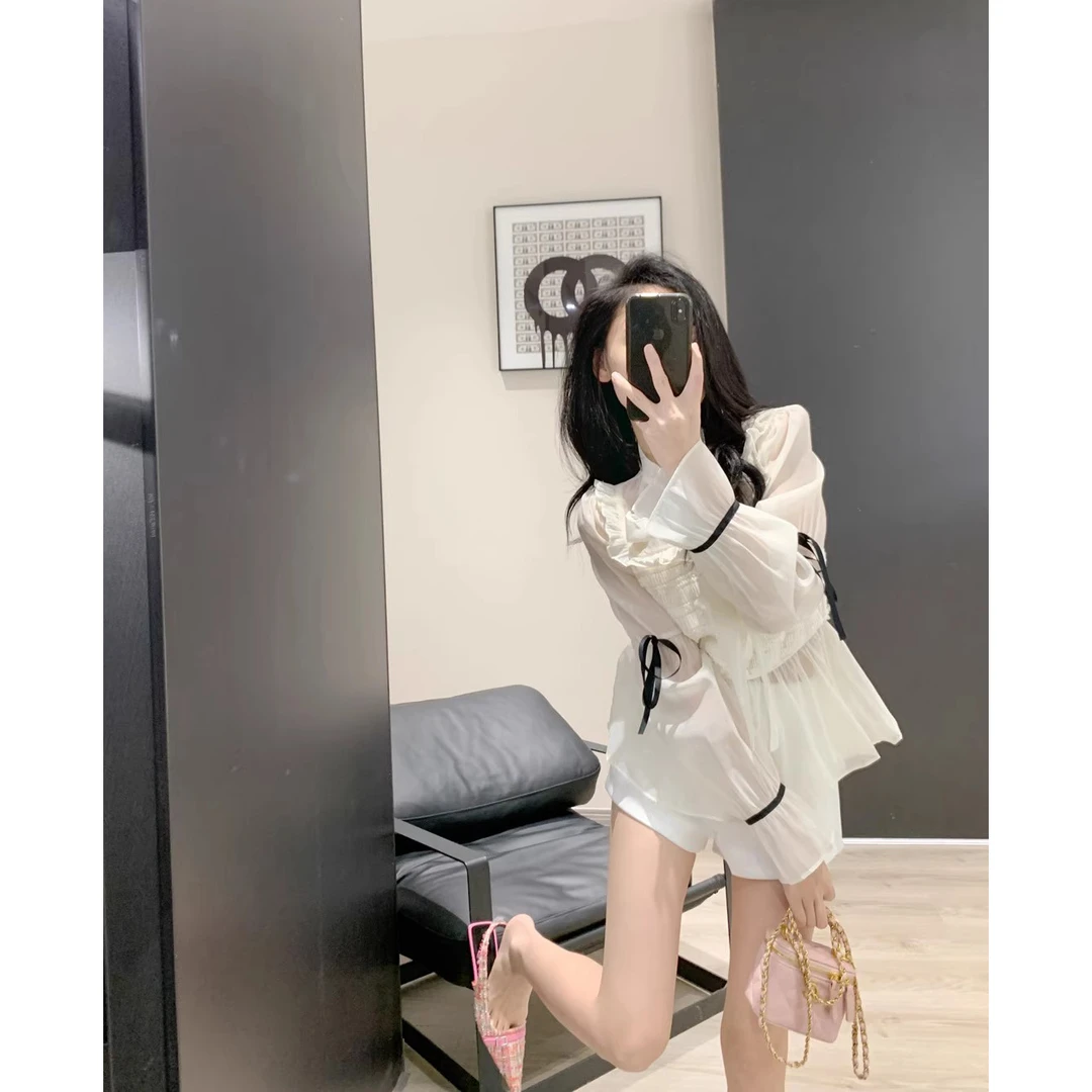 Leathercat衬衫女早秋2025新款设计感小众法式甜美漂亮小衫雪纺衫