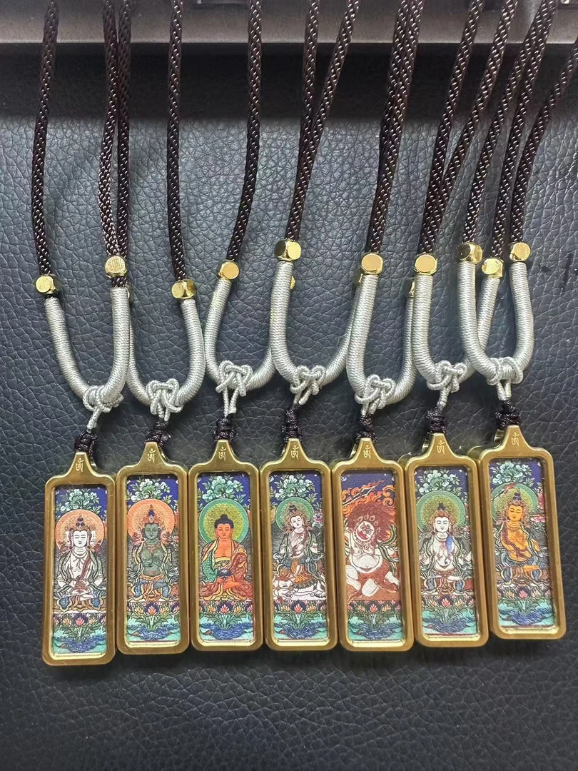 手工竖条八大守护【藏式霞客】热贡   携带 唐卡 藏传 文化 绘画卡