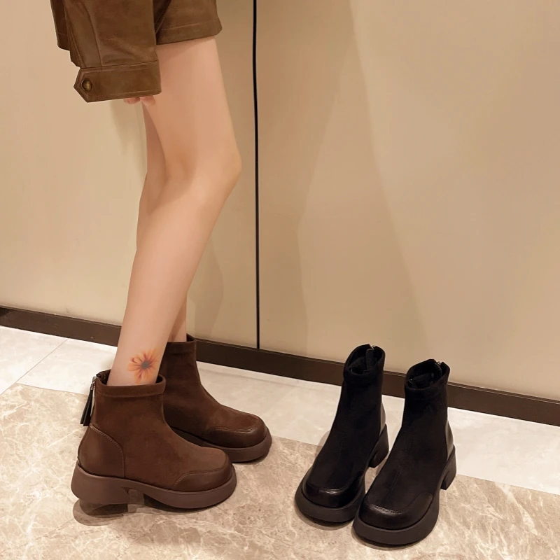 2024秋冬新款潮流拼接短靴加绒保暖马丁靴H-GYR80881