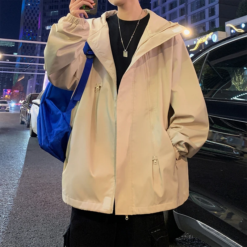 黑武士美式机能冲锋衣外套男秋冬季运动连帽工装夹克棉服oversize