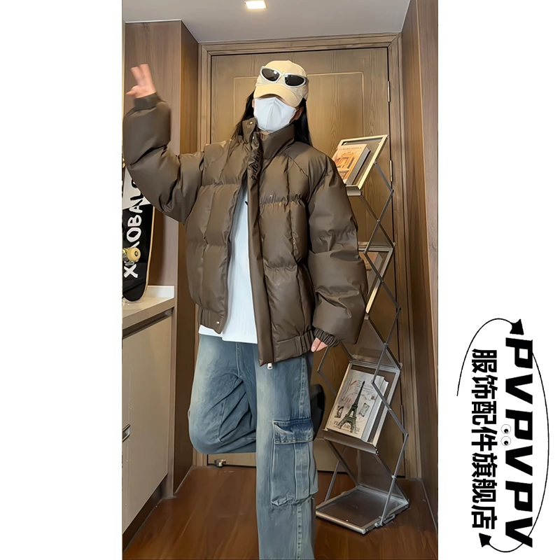 冬季男女美式方格冬季羽绒棉服男款高级感韩系外套工装三防面包服