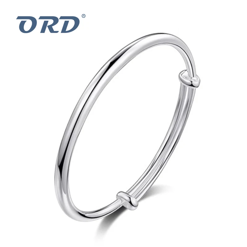 足银手镯 足银纯银女实心光面推拉款礼物送女友气质