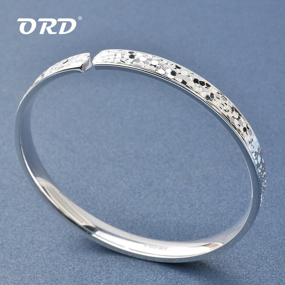 足银手镯 ORD 足银手镯 25g碎冰冰开口6mm手镯5G轻奢气质ins