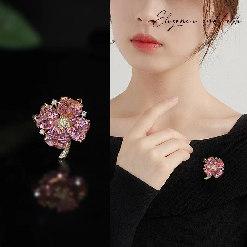 铜合金合成锆石胸针 【美美专享】高档小众时尚可爱减龄胸针XZ613