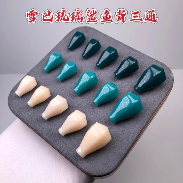 雪巴琉璃鲨鱼背一体式三通佛头金刚星月猴头手持108手串隔珠配珠