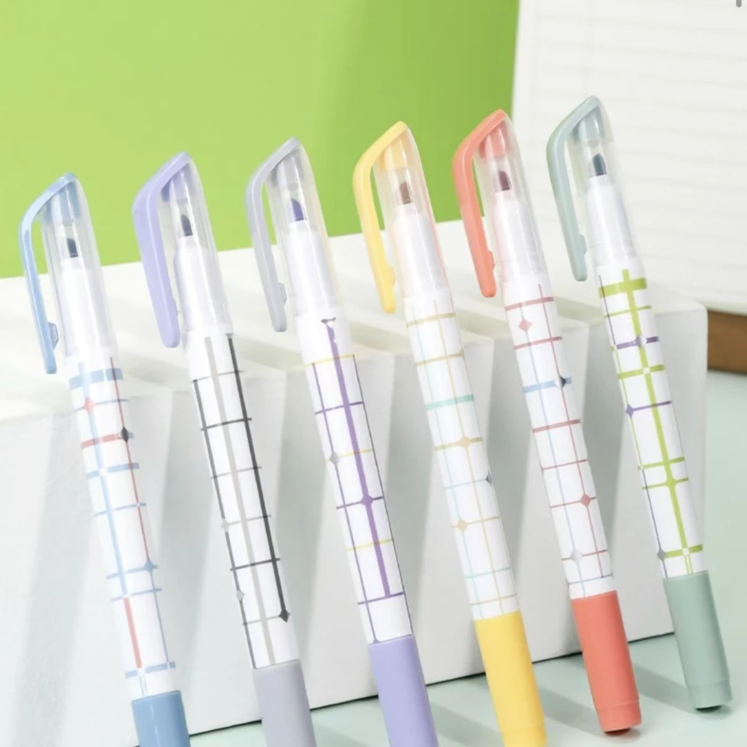 Deli/得力荧光笔S139标记笔主题学生用划重点记笔记彩色粗细双线