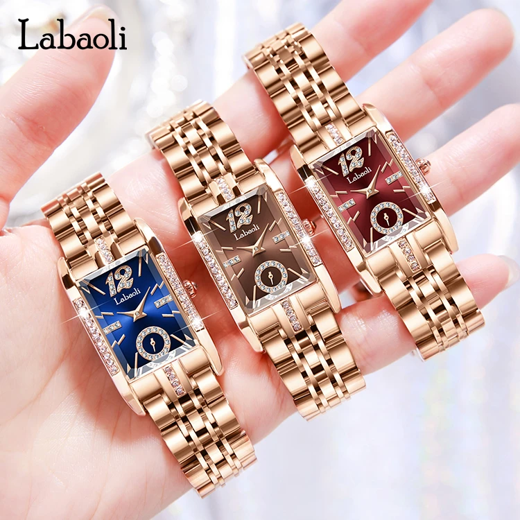 labaoli/拉宝丽（初见）LA306-气质复古防水镶钻方形女士石英腕表
