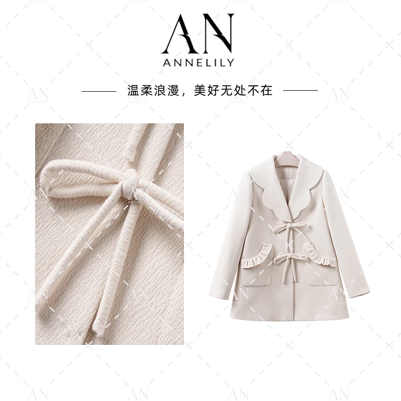 ANNELILY【乔依】新款设计感时尚气质百搭羽绒服外套AW2411123
