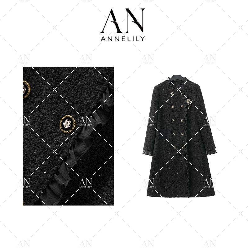 ANNELILY【思影】冬季气质轻奢百搭长款羽绒服外套AW2411037