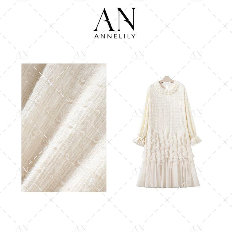 ANNELILY【晶晶】新款上新时尚气质高定轻奢连衣裙AQ2411015