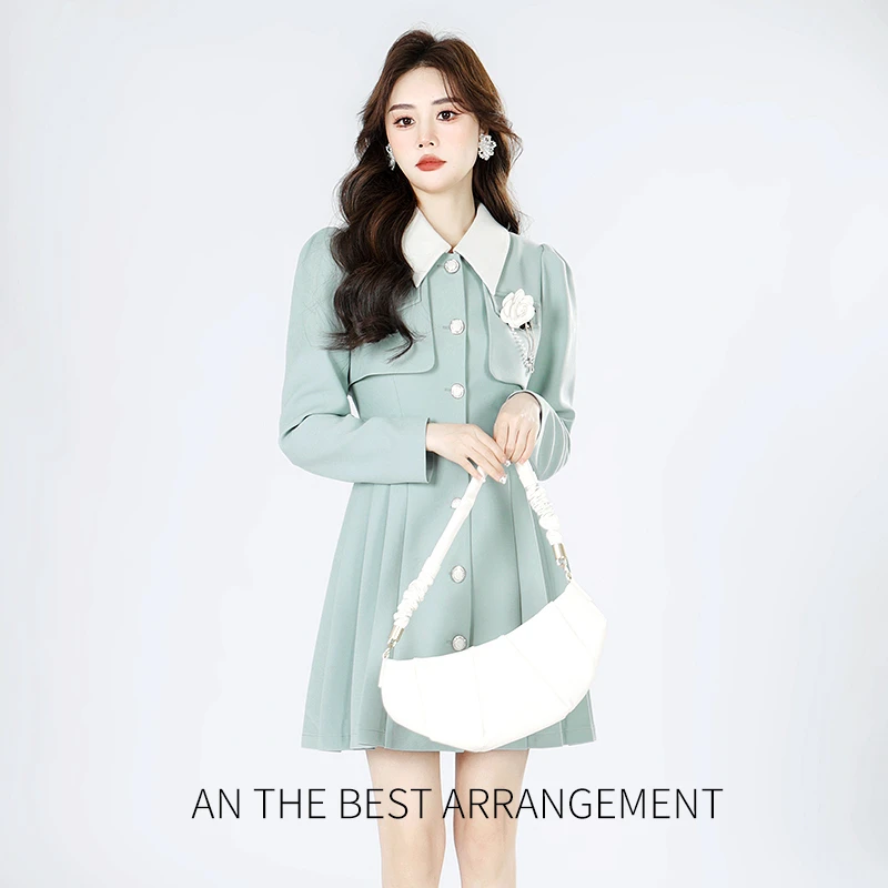 AN高定【佳妮】春天仙女裙甜美设计款山茶花连衣裙AQ2303017