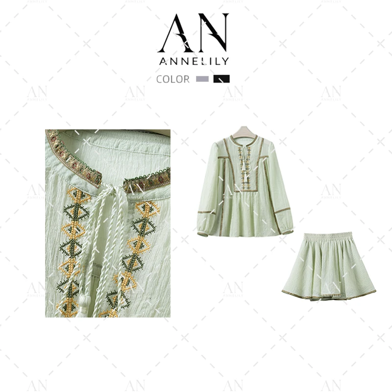 ANNELILY【清禾】（有吊带）新款夏季凉爽气质短裤套装AT2406031