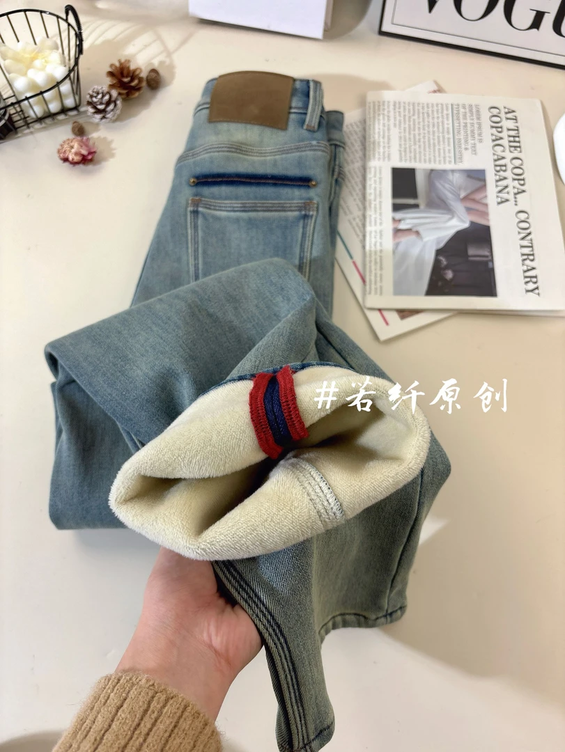 Pretty Silhouette/若纤【深邃神秘】Z12八面微弹窄版直筒裤遮肉