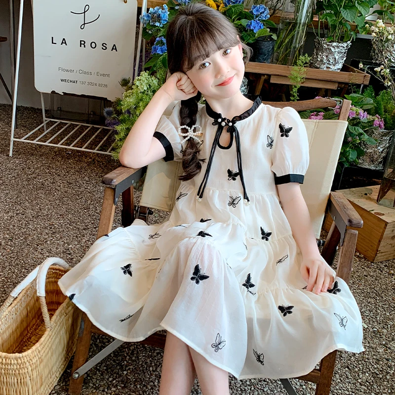 女童连衣裙夏装2024新款洋气儿童网红短袖小女孩儿童夏季公主裙子