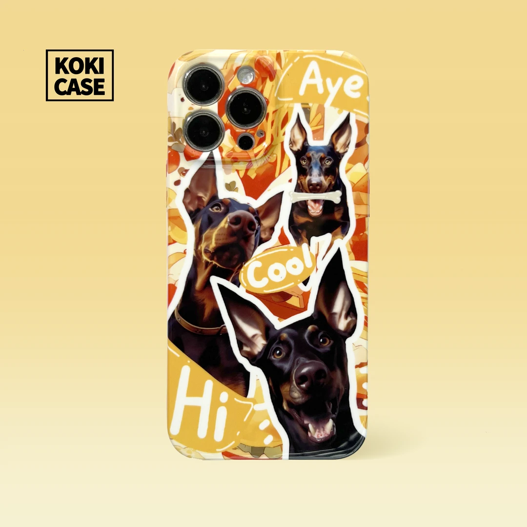 适用苹果14华为荣耀oppo杜宾犬ins全包闺蜜情侣个性菲林手机壳