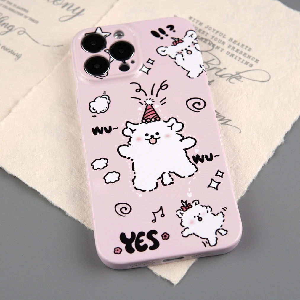 快乐小狗适用苹果15pro软胶菲林壳小米14pro荣耀vivo华为女款全包