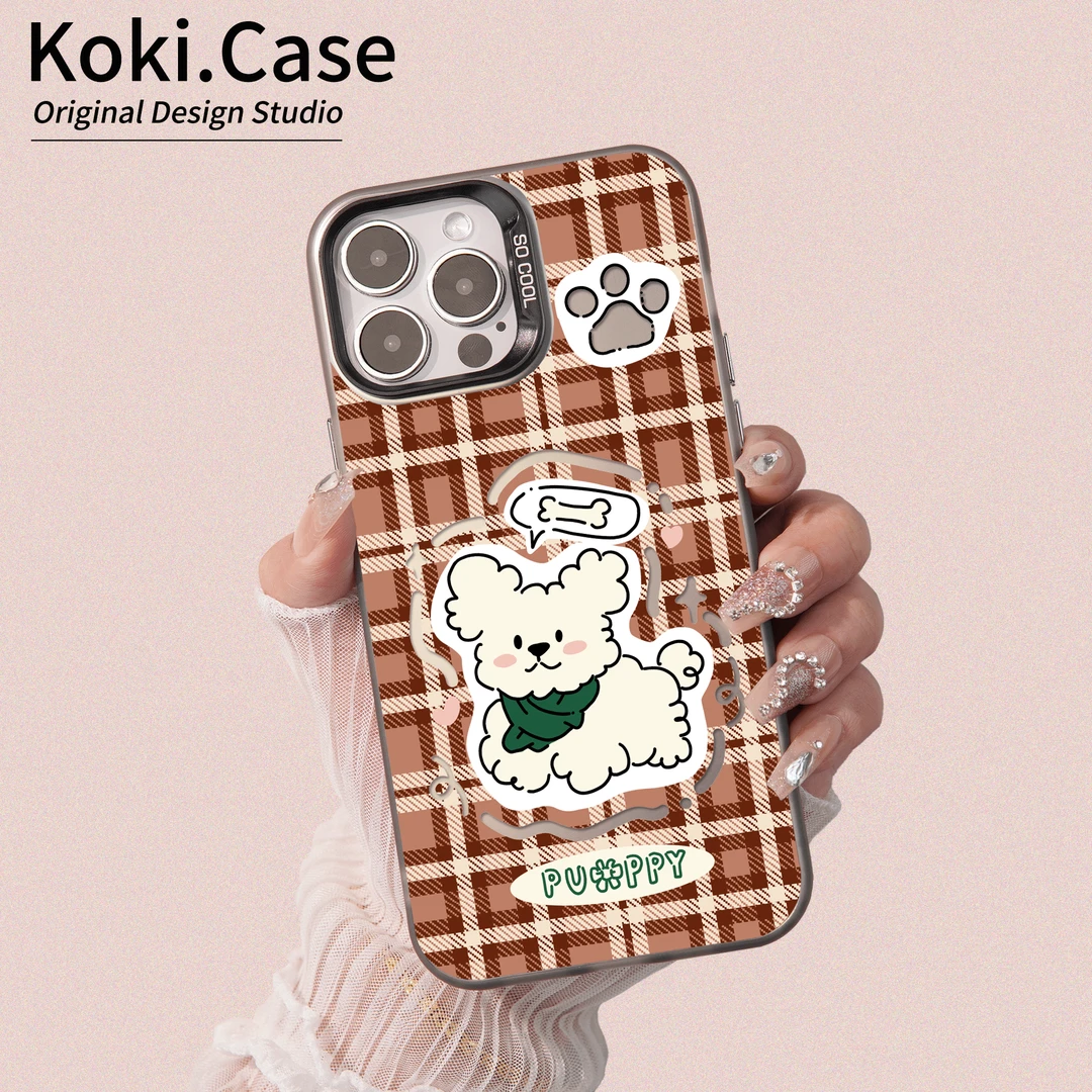 适用苹果16华为荣耀oppo奔跑小狗卡通创意个性情侣手机壳女款