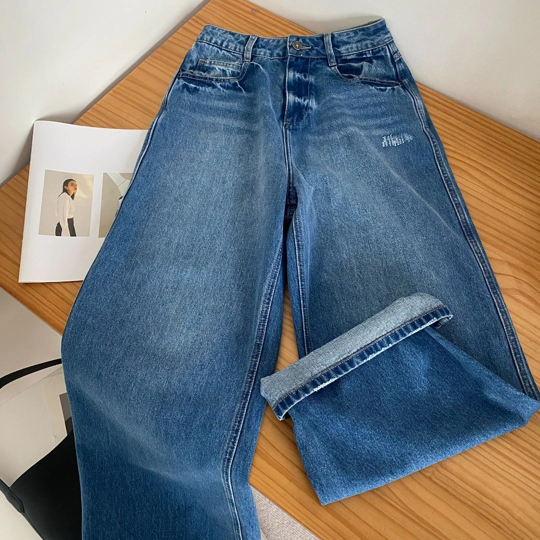 【长腿裤】陆一口复古简约慵懒时髦阔腿牛仔裤