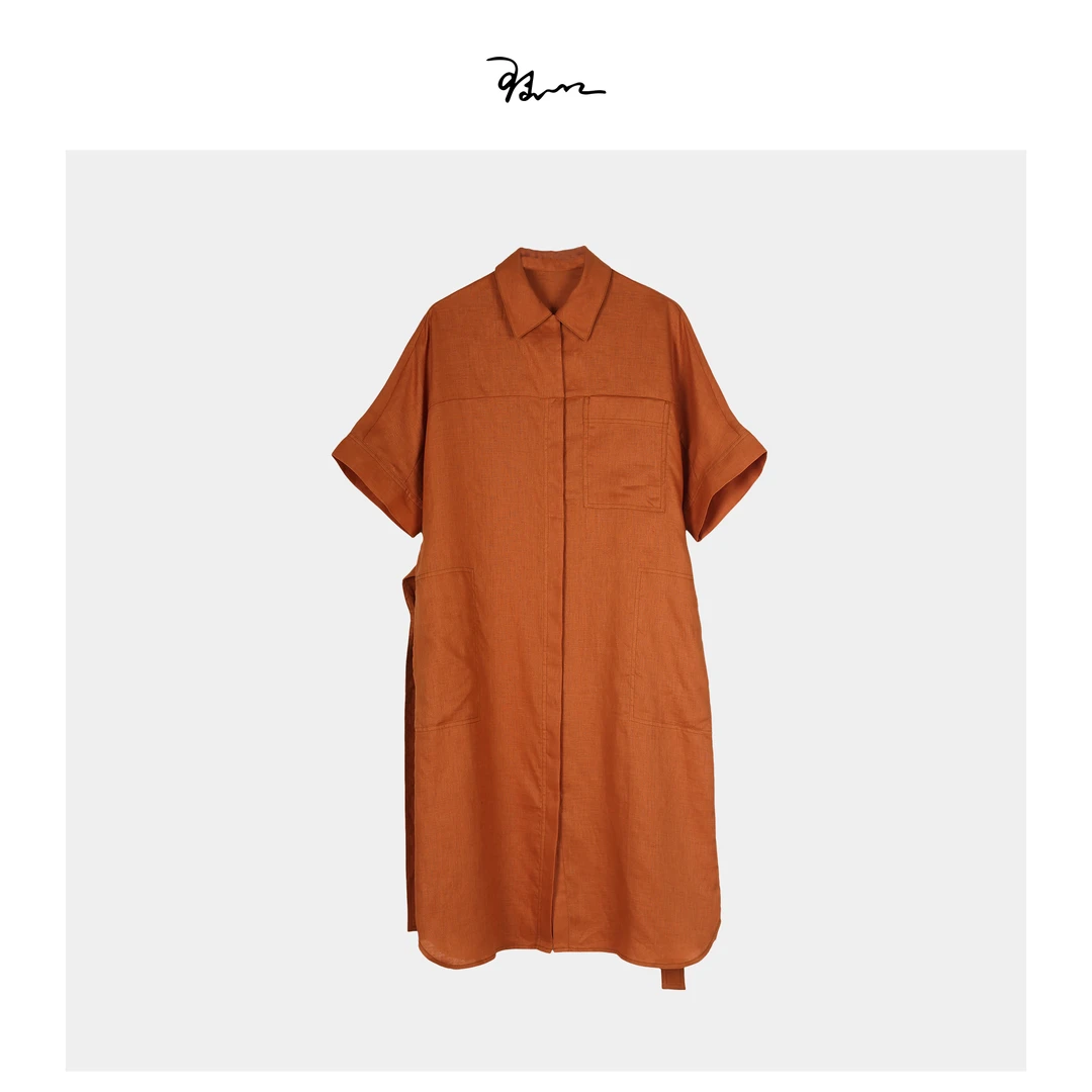 【橙子】一口女装定制亚麻连衣裙