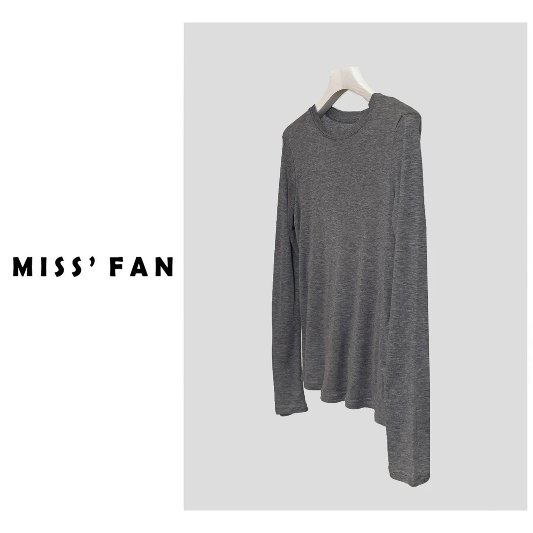 琅型【拥抱云朵】极简百搭 高品质软糯设计感亲肤纯色圆领针织T恤