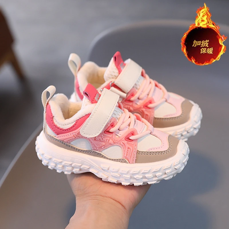 秋冬新款儿童运动鞋女童鞋子加绒男童跑步鞋小童机能鞋宝宝鞋软底