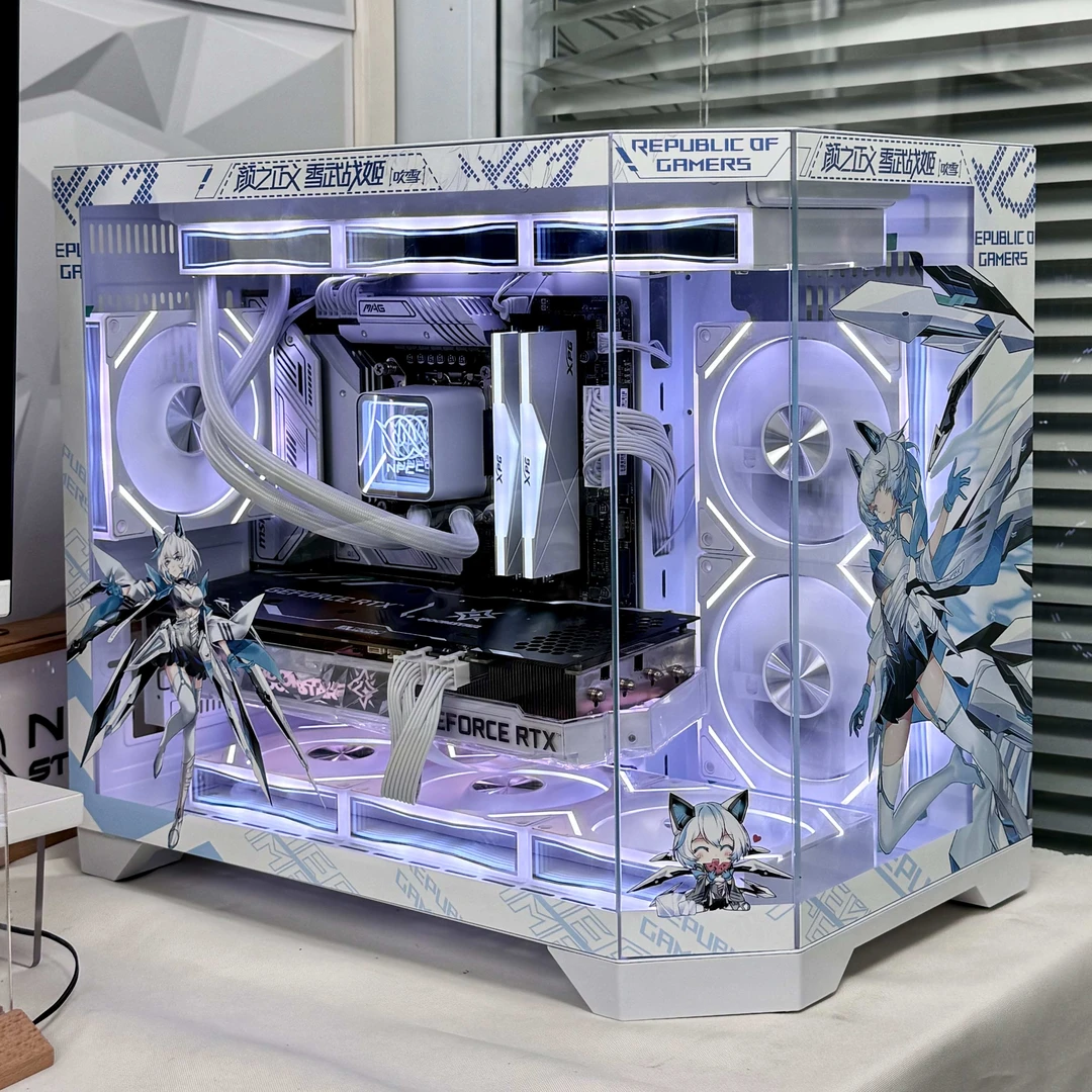 玩嘉S960暴风雪冰刃版主题定制海景房机箱全视版无立柱电脑台式