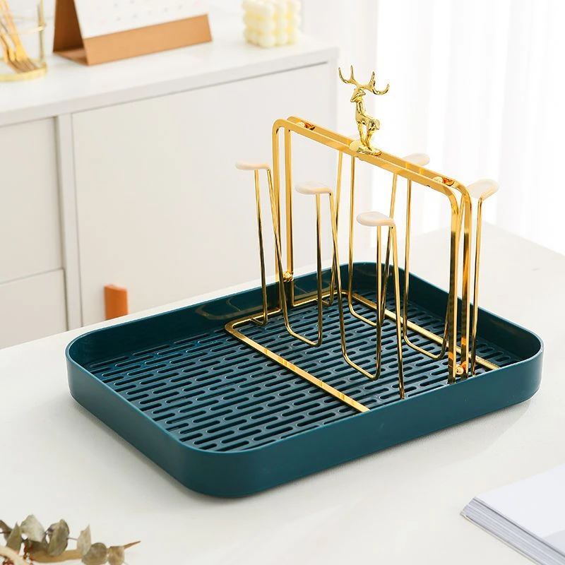 创意玻璃杯沥水架轻奢家用水杯置物架客厅杯子收纳架铁艺倒挂架子