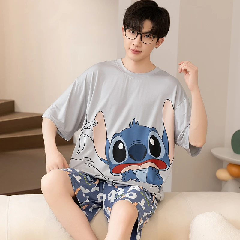 【莫代尔】男士睡衣夏季短袖短裤套装薄款学生青少年男生大码家居服