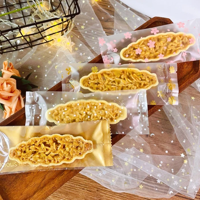 网红杏仁糯米船包装袋奶枣自封袋烘焙袋子机封饼干盒封口饼壳透明
