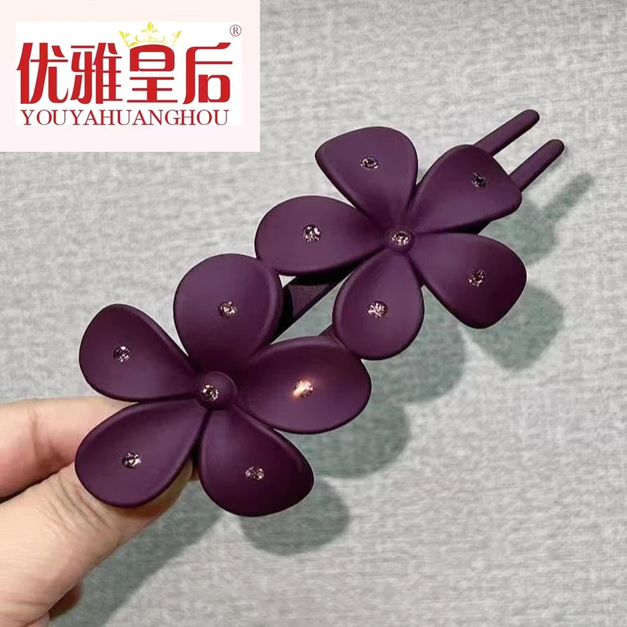 优雅皇后夏季时尚双花鸭嘴夹气质镶嵌发夹女