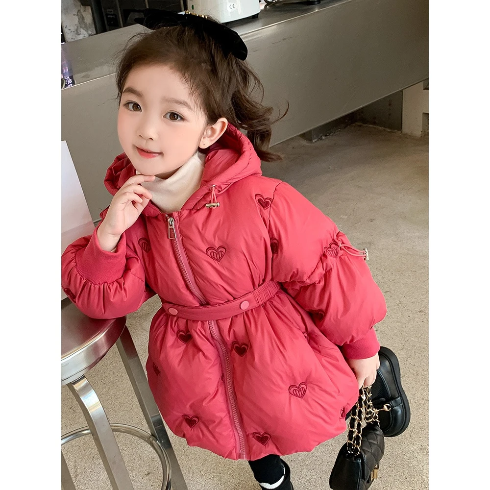 女童羽绒服外套2023新款冬季加厚收腰小女孩宝宝儿童加厚冬装上衣
