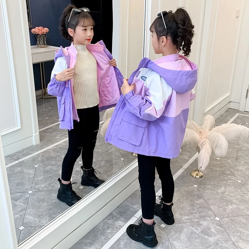 女童冲锋衣三合一秋冬外套小女孩童装加绒中大童防风两件套潮冬季