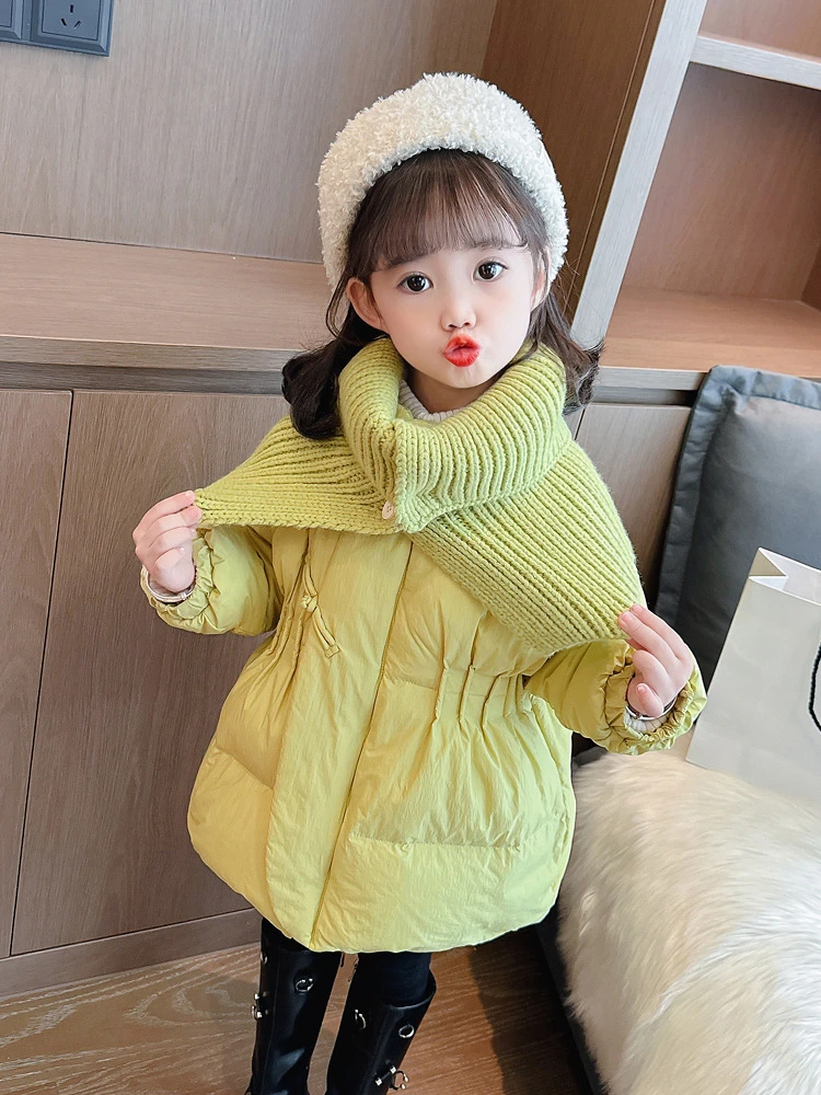 女童盘扣国风羽绒服2023新款儿童女宝宝小女孩白鸭绒外套洋气冬装