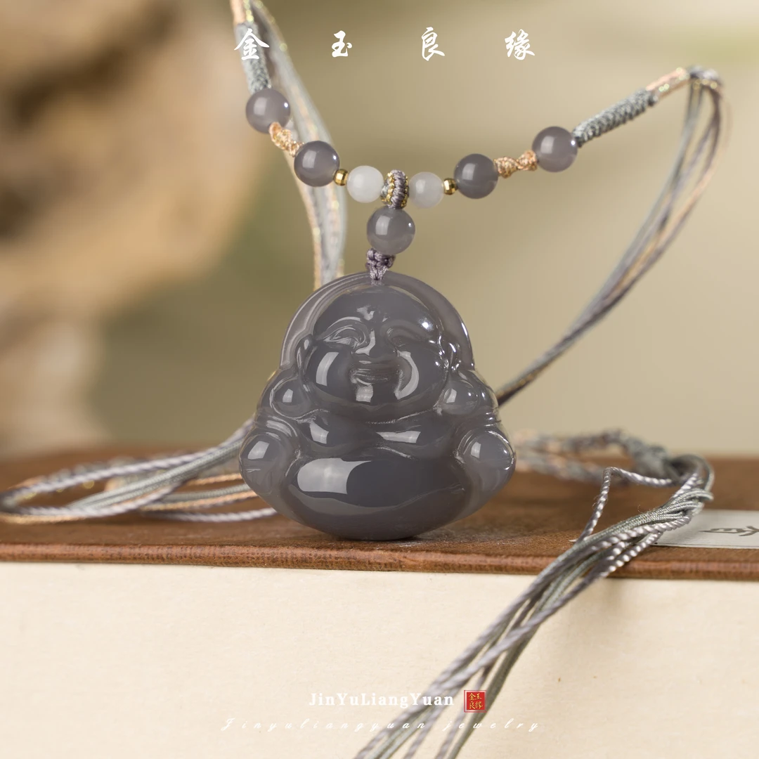 金玉良缘【交个朋友专属】天然和田玉 烟紫佛公手工吊坠