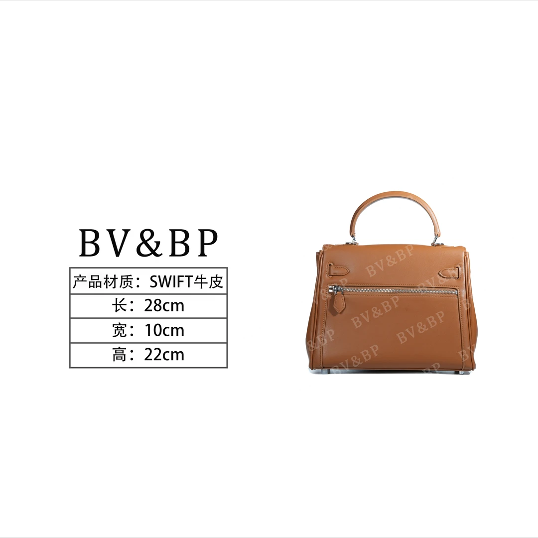 BV&BP· 原创设计 真皮高定手提单肩包  BV7022-28-金棕