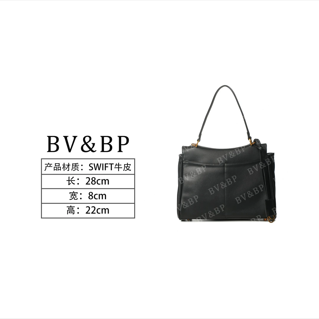 BV&BP· 原创设计 真皮高定单肩斜跨包 BV329-小号-金扣黑色