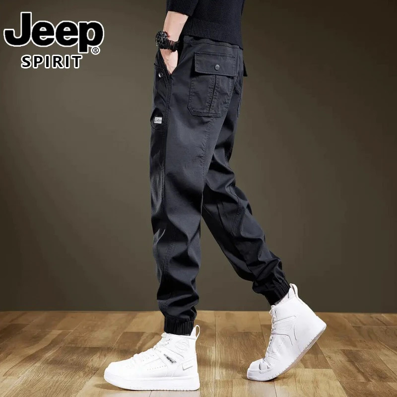 jeep吉普潮牌工装裤子男百搭潮流束脚裤休闲裤男宽松大码秋冬新款