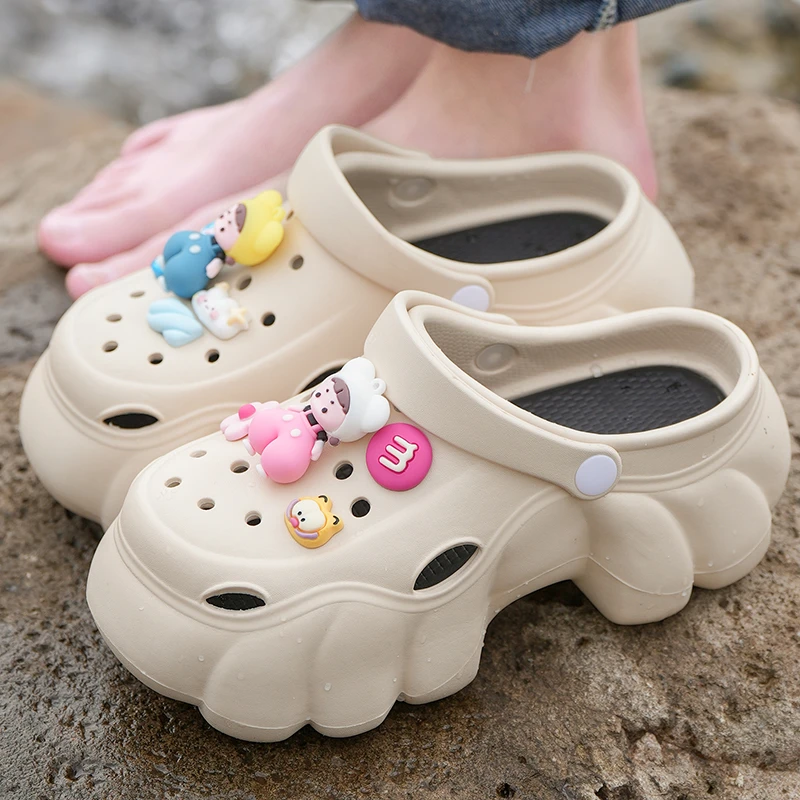 厚底洞洞鞋女款夏季外穿2024新款防滑沙滩增高跟eva包头拖鞋女夏