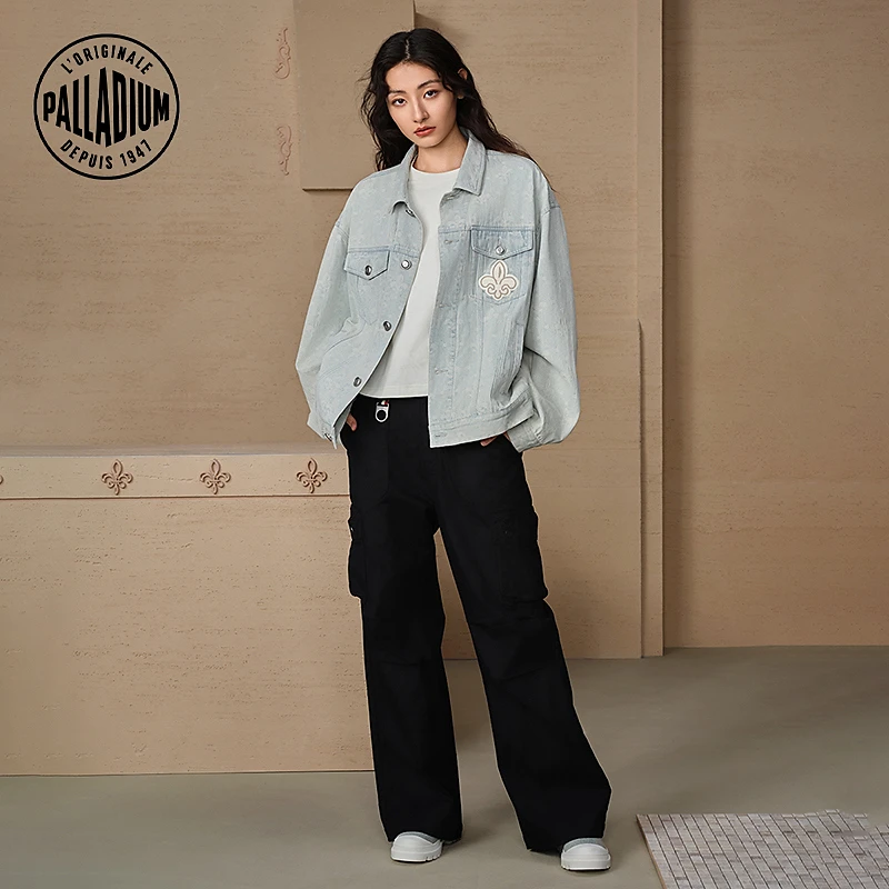 帕拉丁春秋长袖宽松牛仔复古印花开衫梭织外套109662