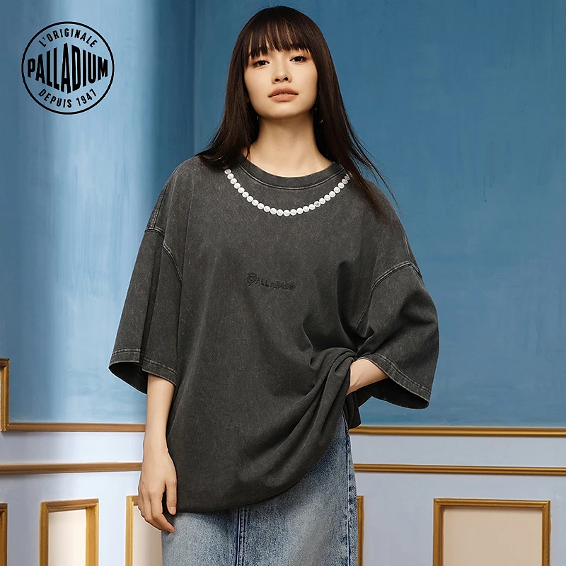 【黑珍珠系列】帕拉丁男女同款宽松潮流珍珠短袖T恤1010340
