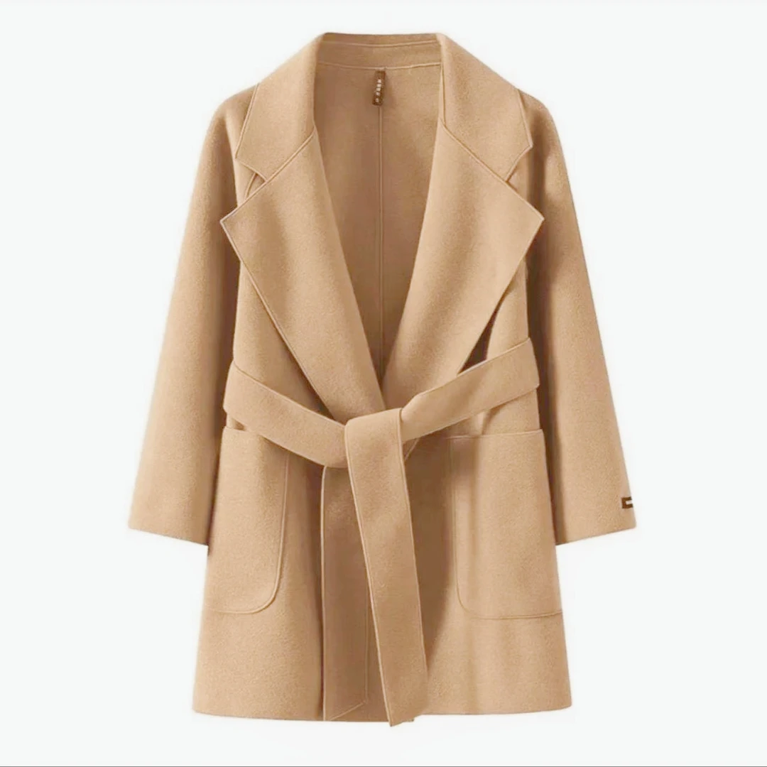 6316-秋冬双面绒外套女短款小个子毛呢大衣气质百搭显瘦韩版宽松