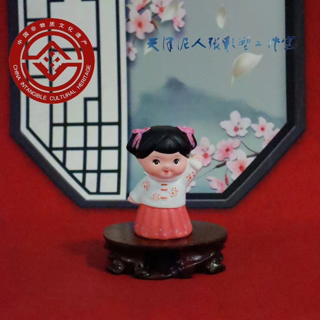 汉服女孩(6#)天津泥人张彩塑工作室摆件礼物非遗手工艺品