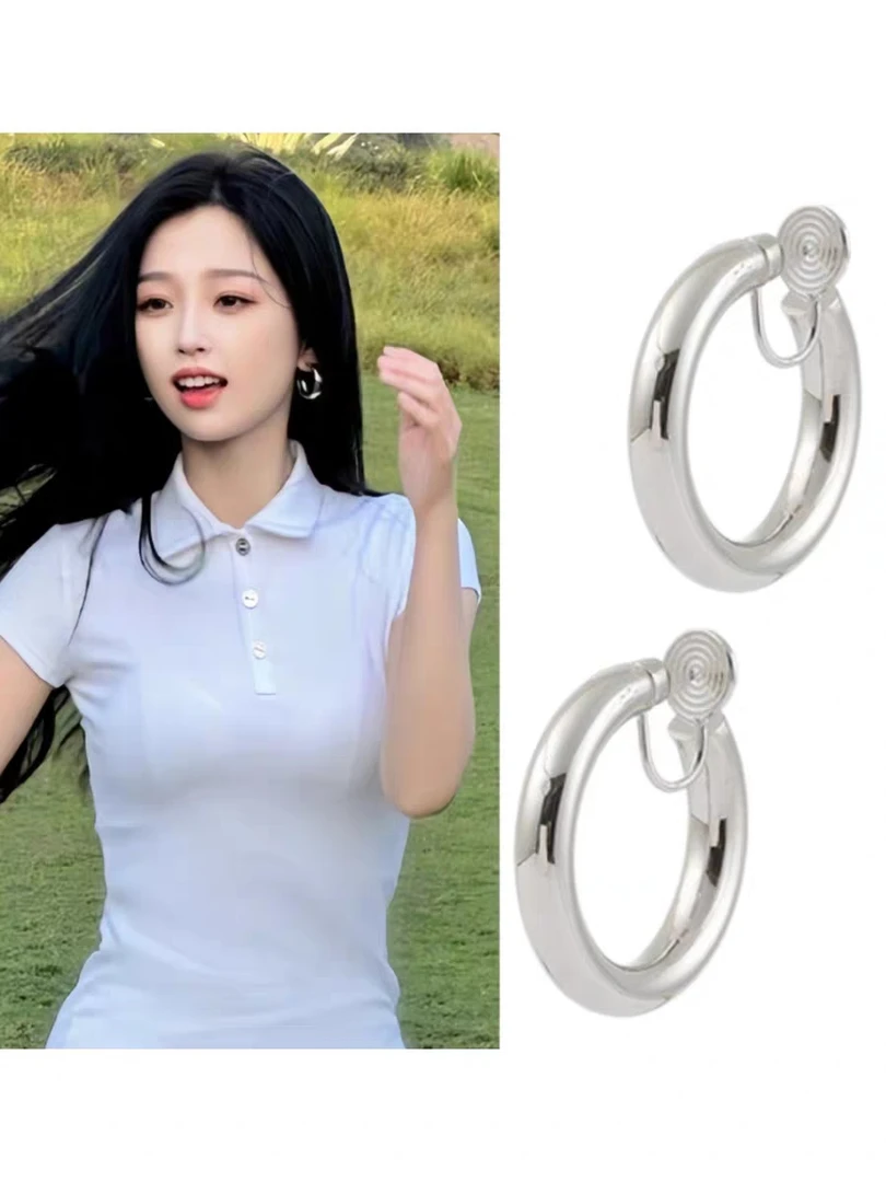 铜合金耳饰 91虞书欣同款可旋转耳夹灵动耳圈蚊香盘耳夹无耳洞