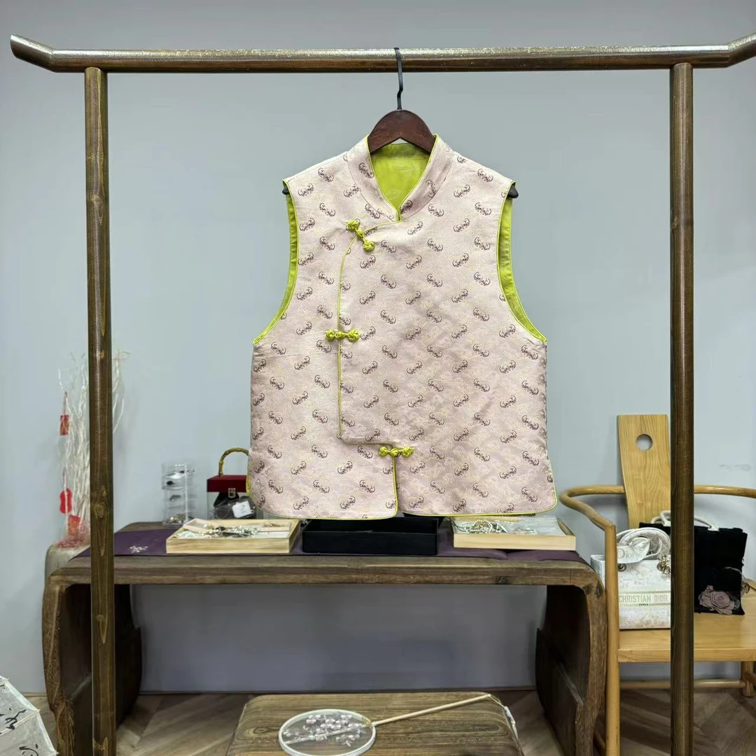 祥云纳福！织金宋锦双面穿新中式马甲！GZ3855