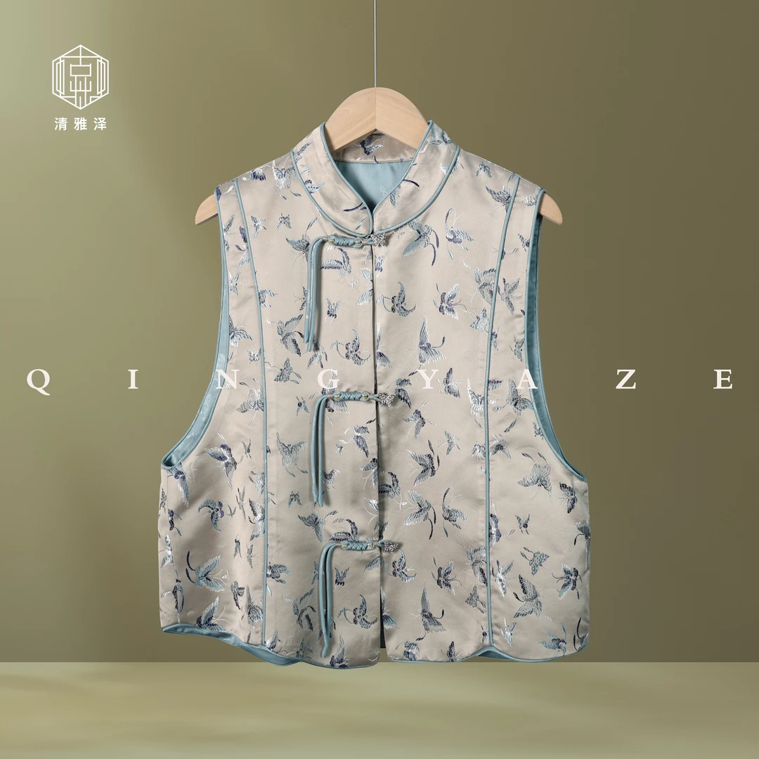 蓝蝶梦！织锦缎新中式马甲！ GZ4018