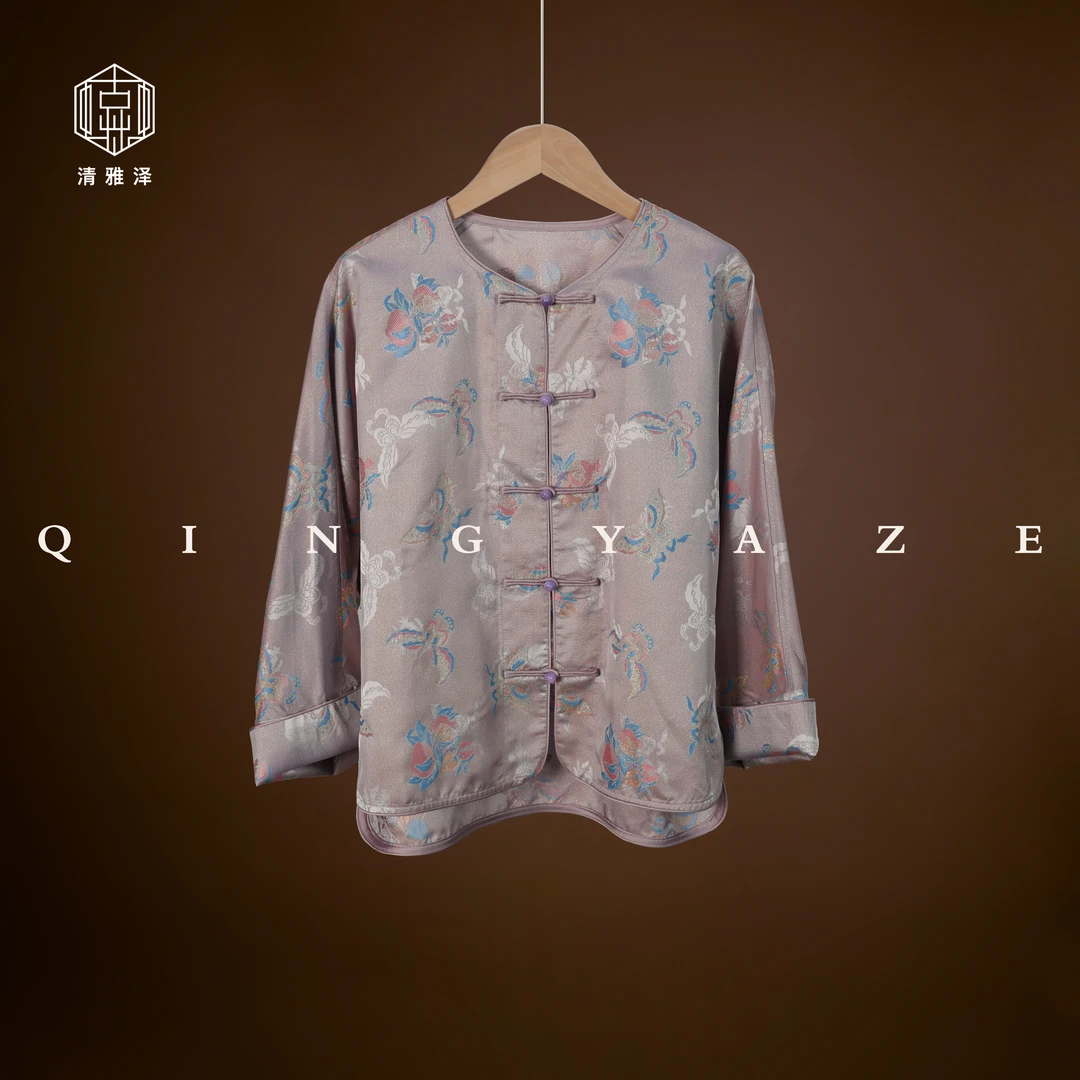 仙桃蝴蝶！桑蚕丝织金异色罗新中式上衣！ GZ4381