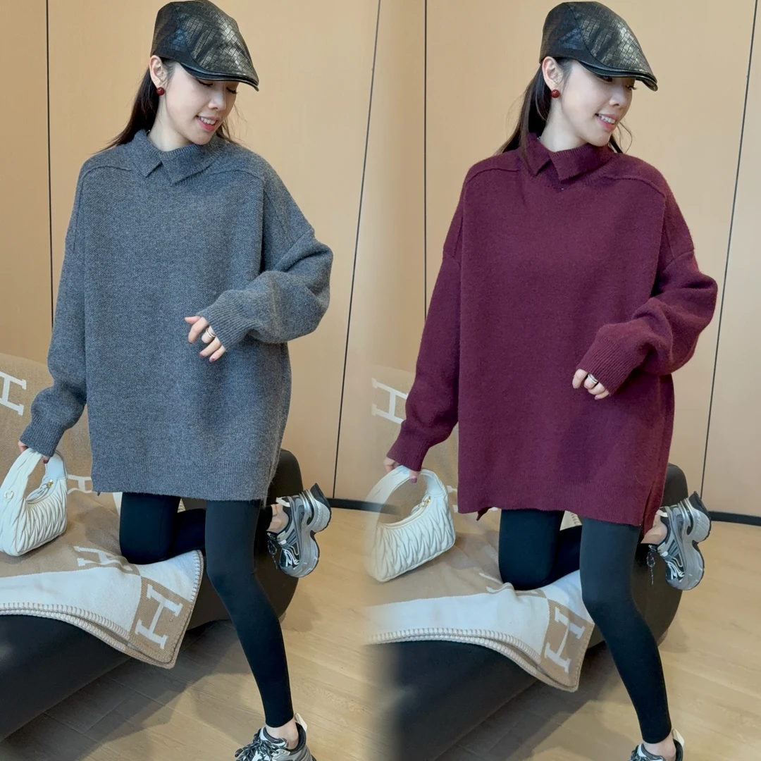 二姐的宝藏秋冬超大版设计师款慵懒外穿绵羊毛衫#24447